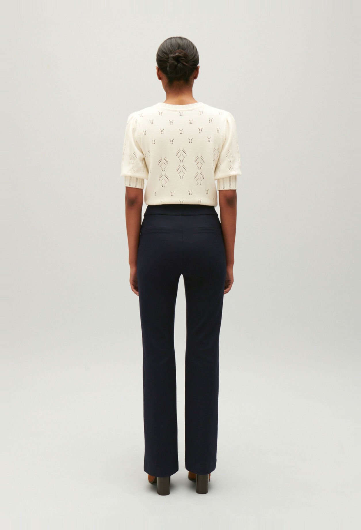 Navy blue suit trousers