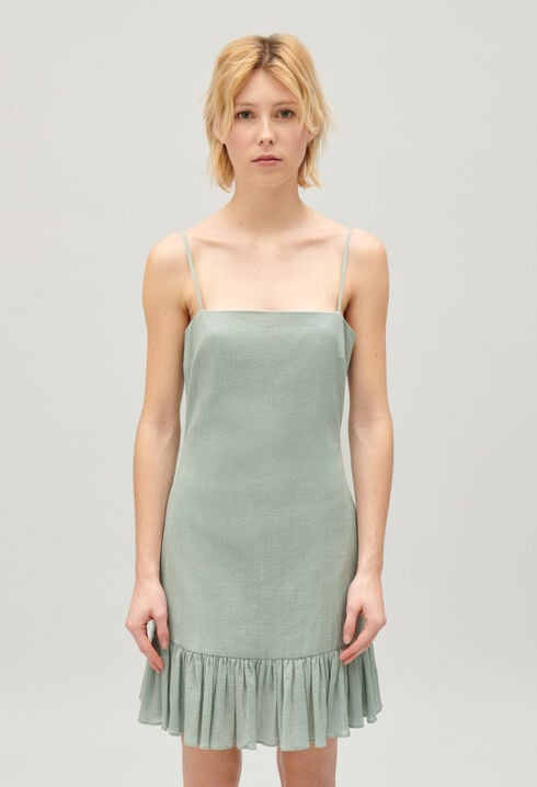 Short ruffled almond dress