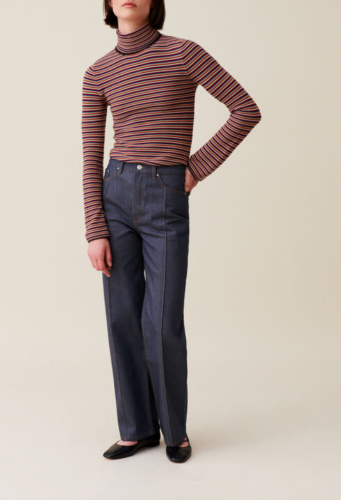 Striped turtleneck jumper