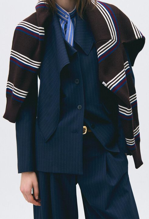 Wool jacket with removable scarf