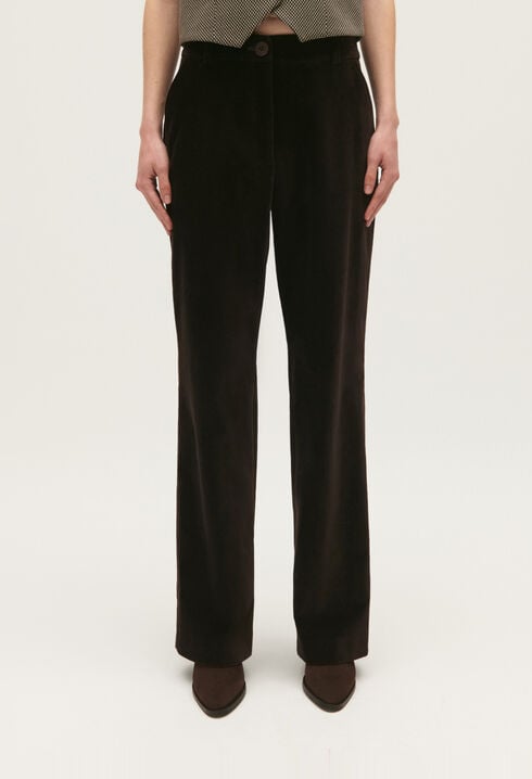 Chocolate velvet suit trousers