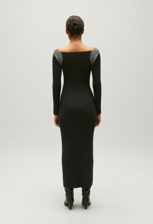 Grey marled knit maxi dress
