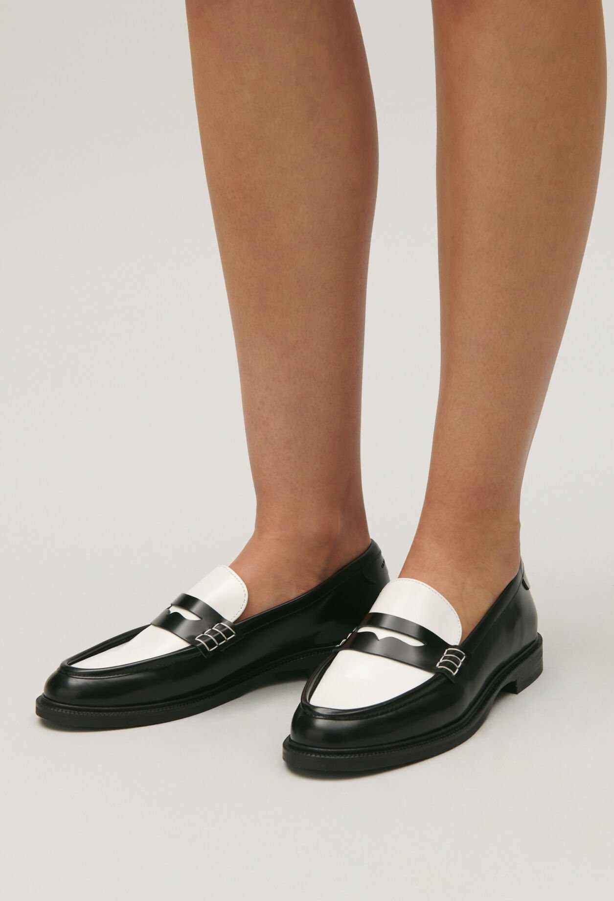 Two-tone leather loafers