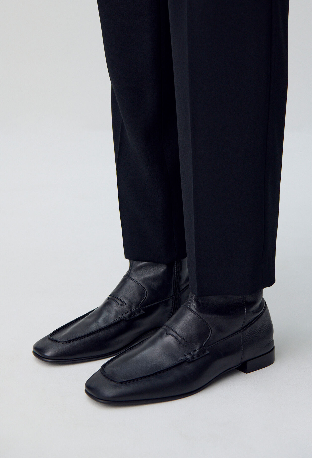 Leather Moccasin-Style Ankle Boots