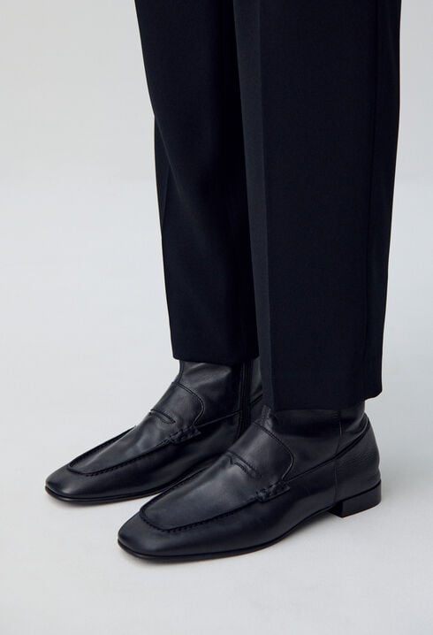 Leather Moccasin-Style Ankle Boots