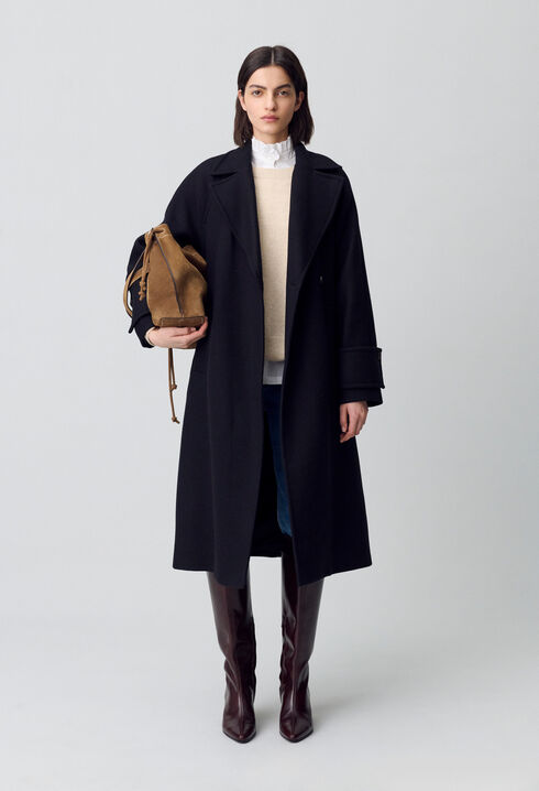 Mid-length wool blend coat