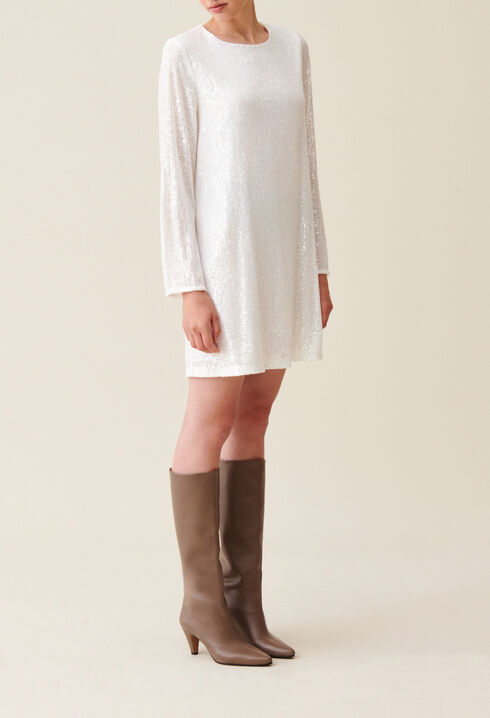 Rififi short ecru dress with sequins