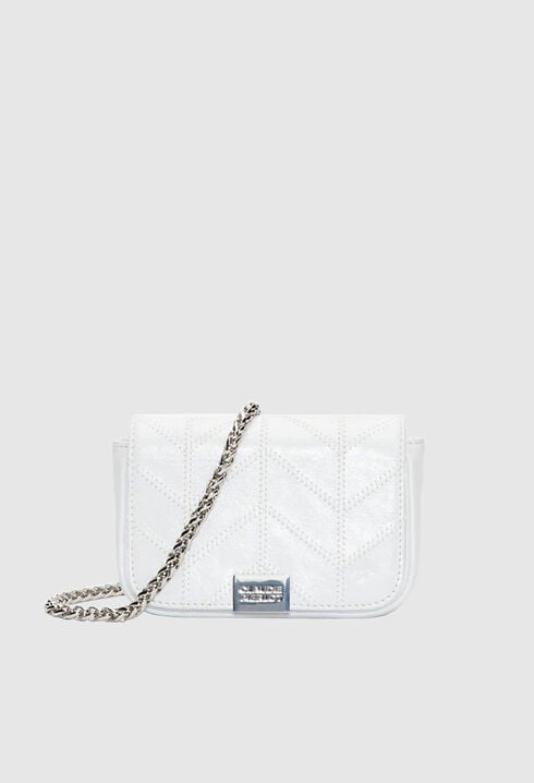 White patent leather clutch bag