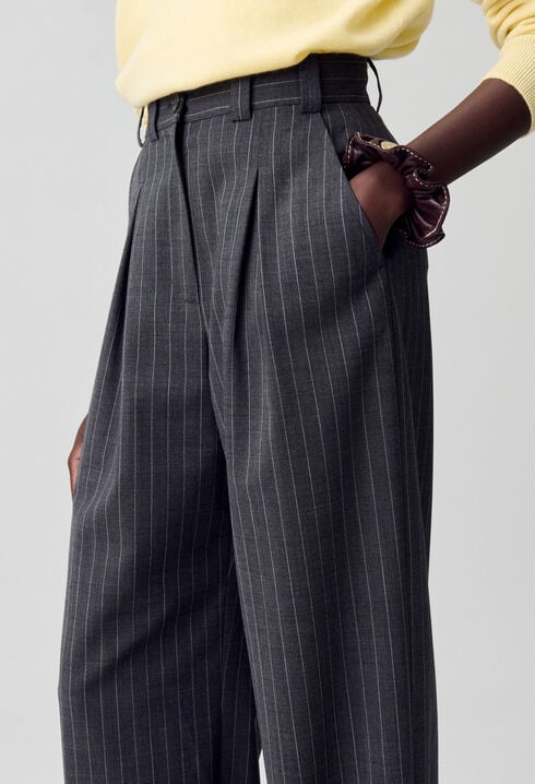High-waisted straight-leg trousers