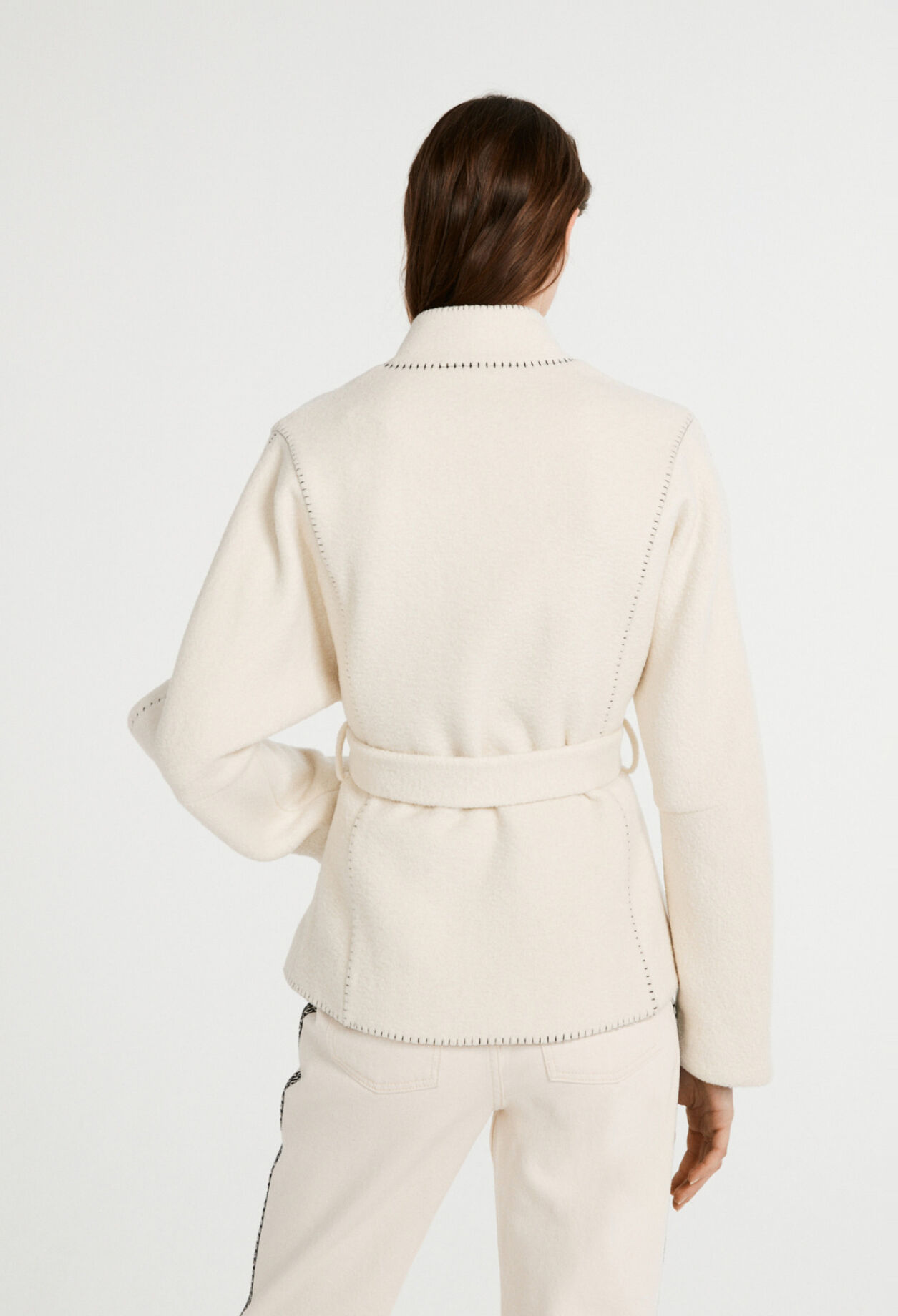 Belted straight cut jacket