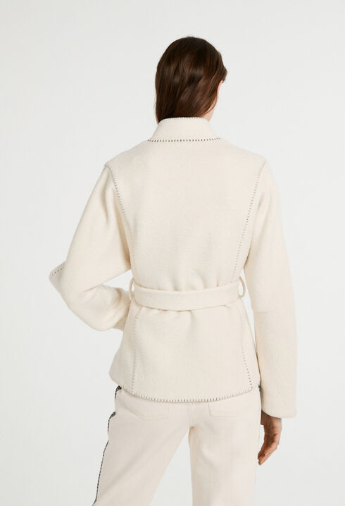 Belted straight cut jacket