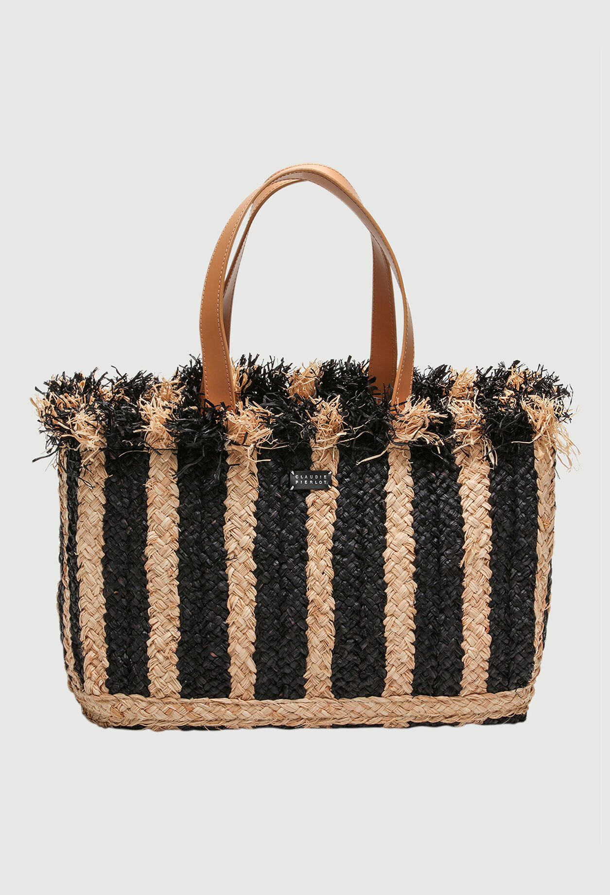 Straw and leather bag