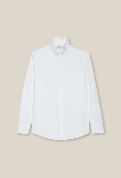 White shirt with ruffled collar