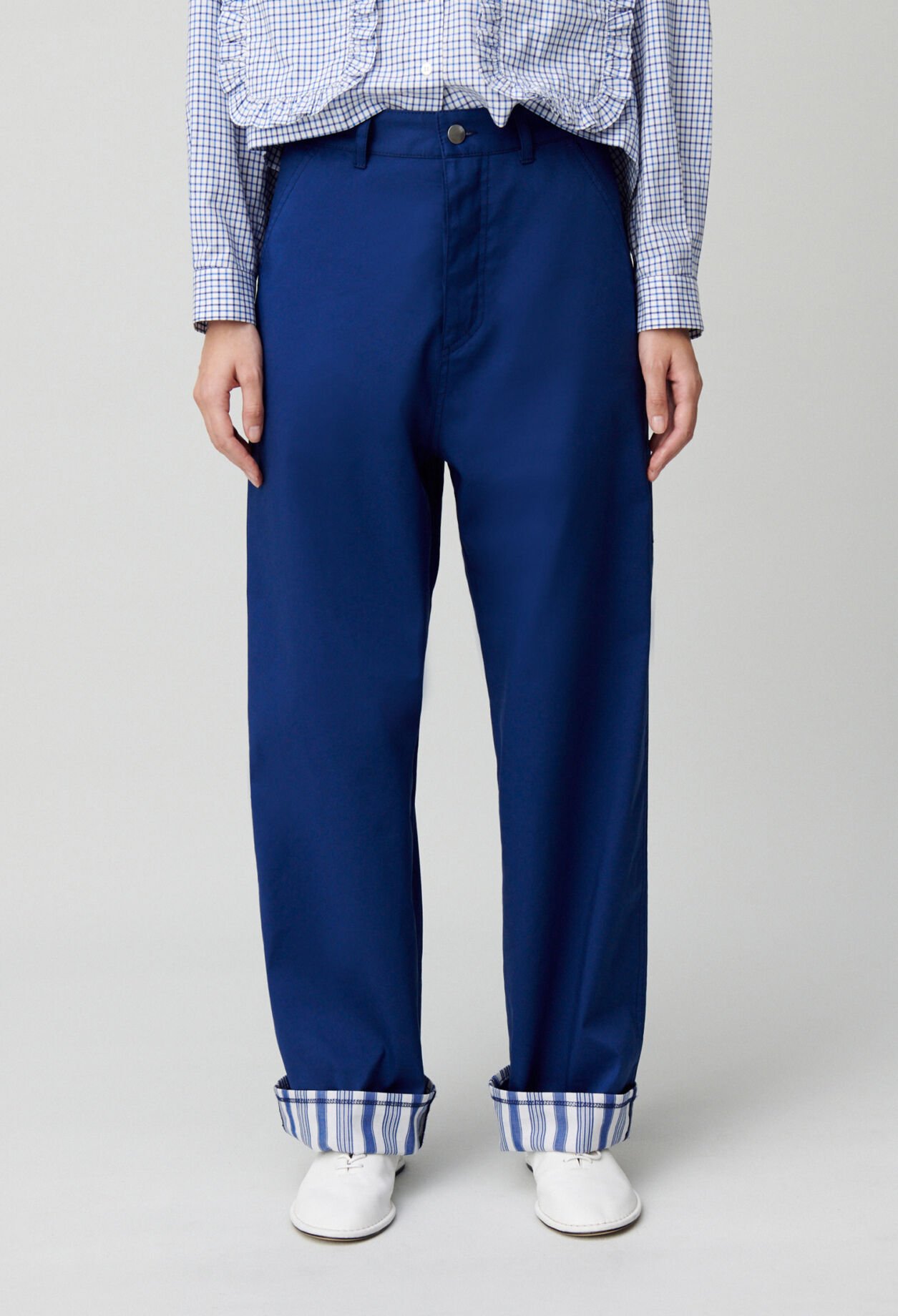 Striped hem trousers