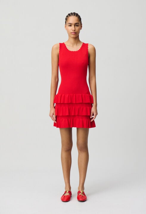 Ruffled knit dress