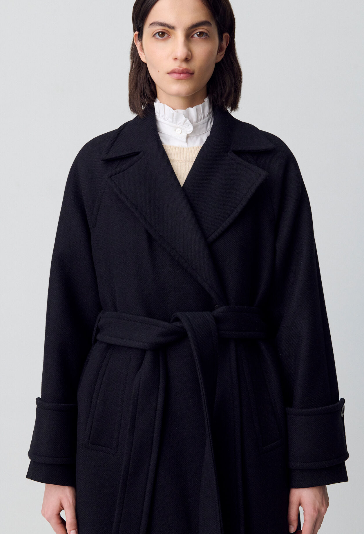 Mid-length wool blend coat