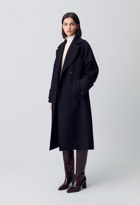Mid-length wool blend coat