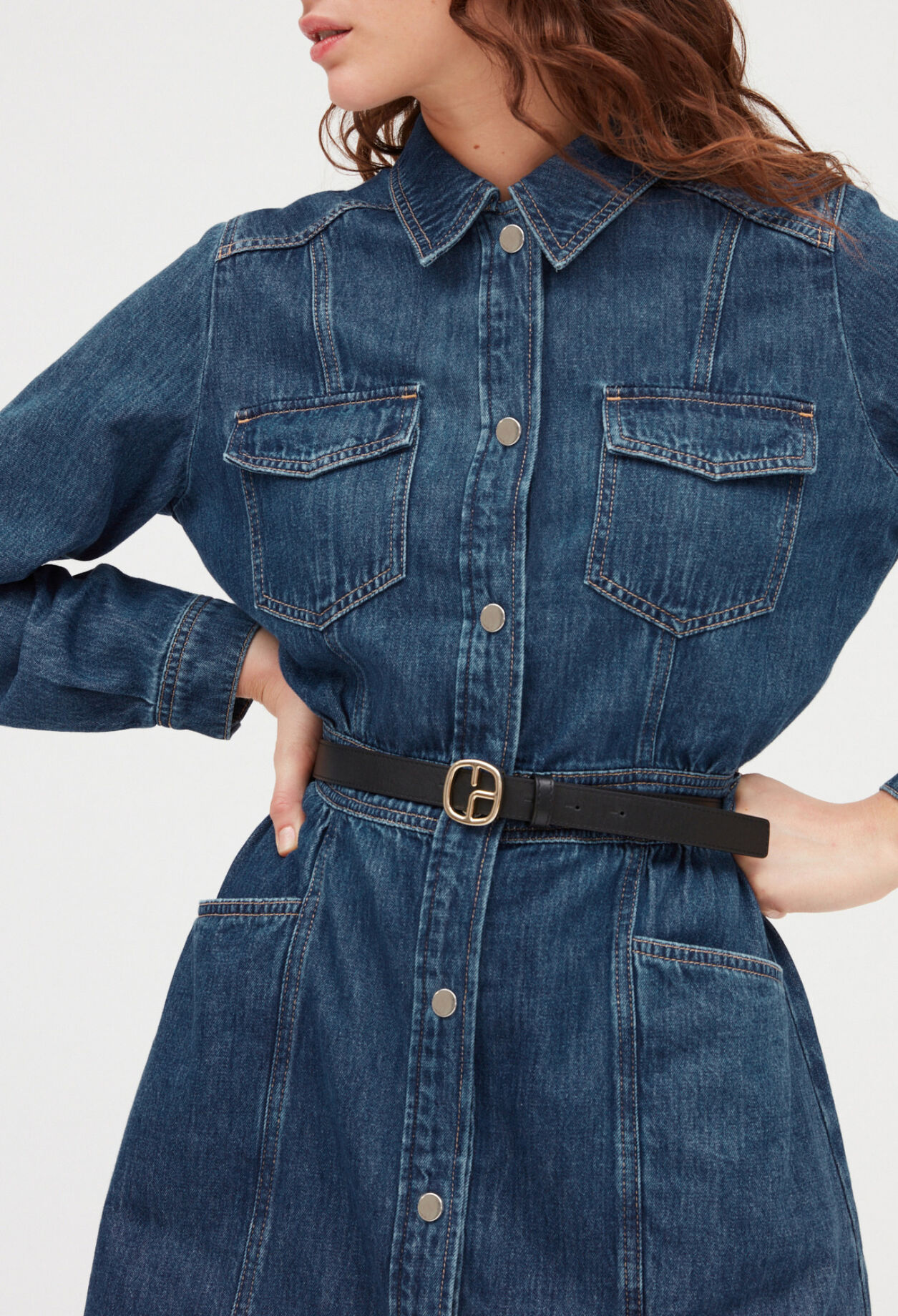 Mid blue denim short dress