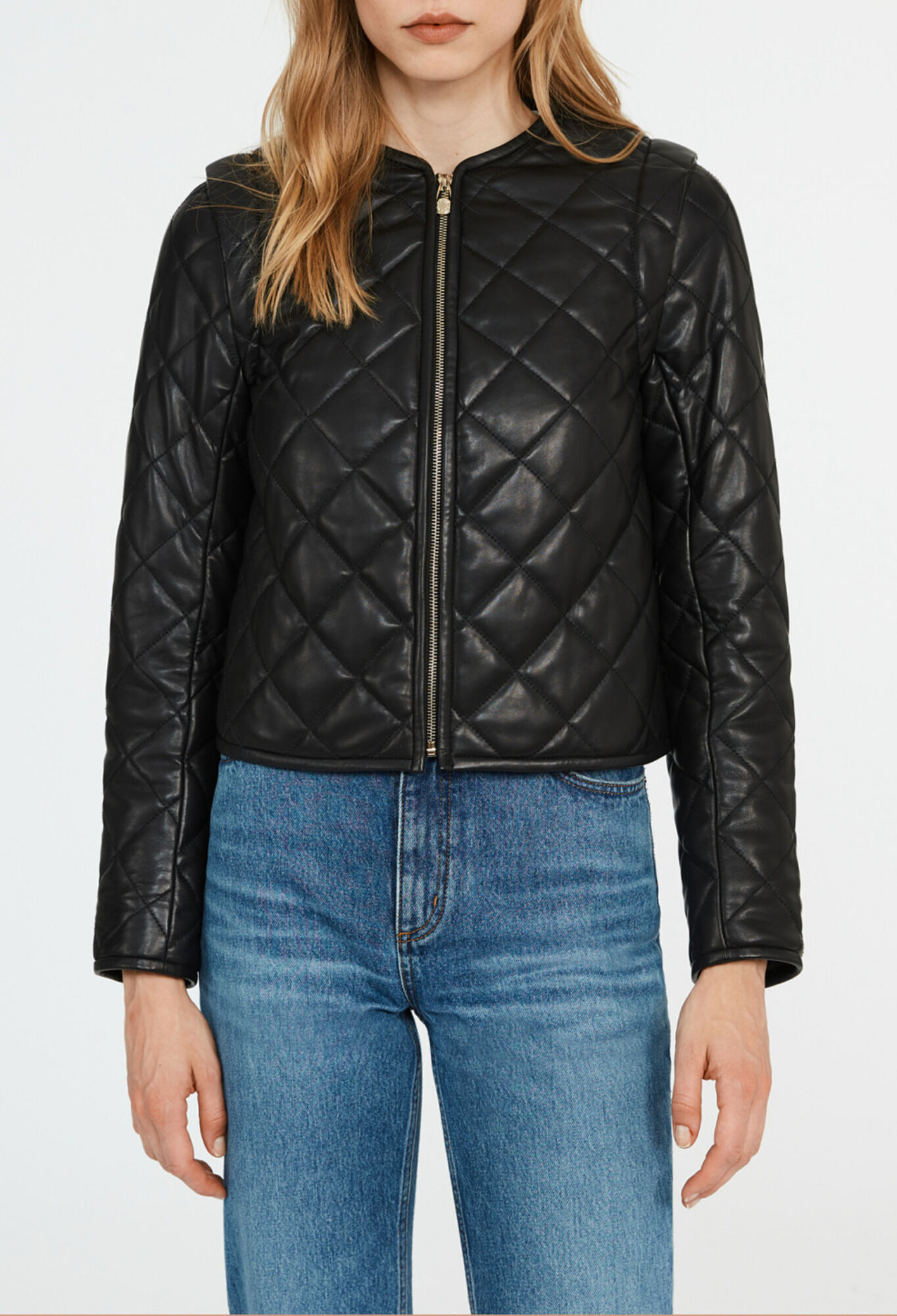 Blouson matelasse cuir