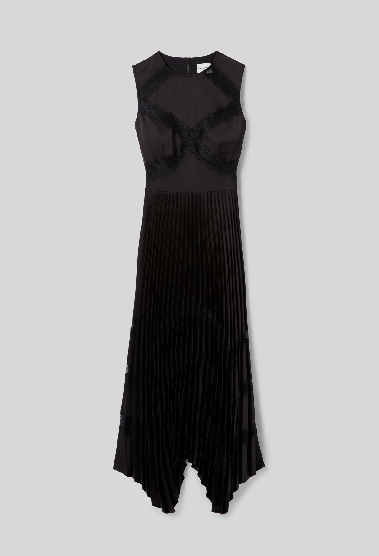 Pleated satin maxi dress