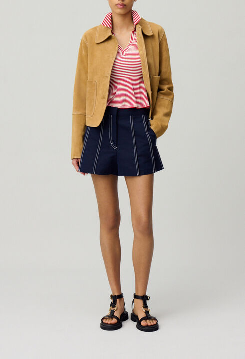 Pleated Contrast Shorts