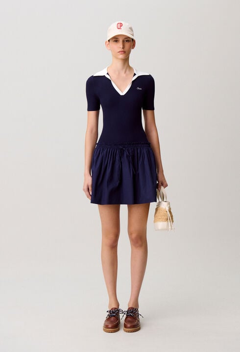 Bi-material knit dress