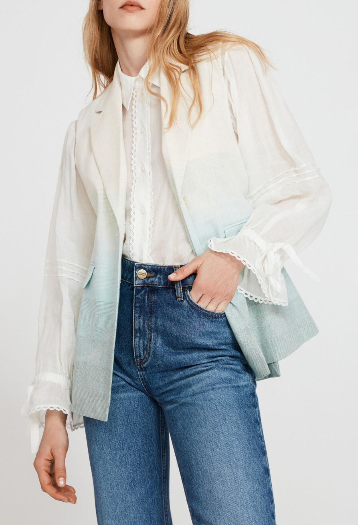 Veste bicolore tailleur sans manche