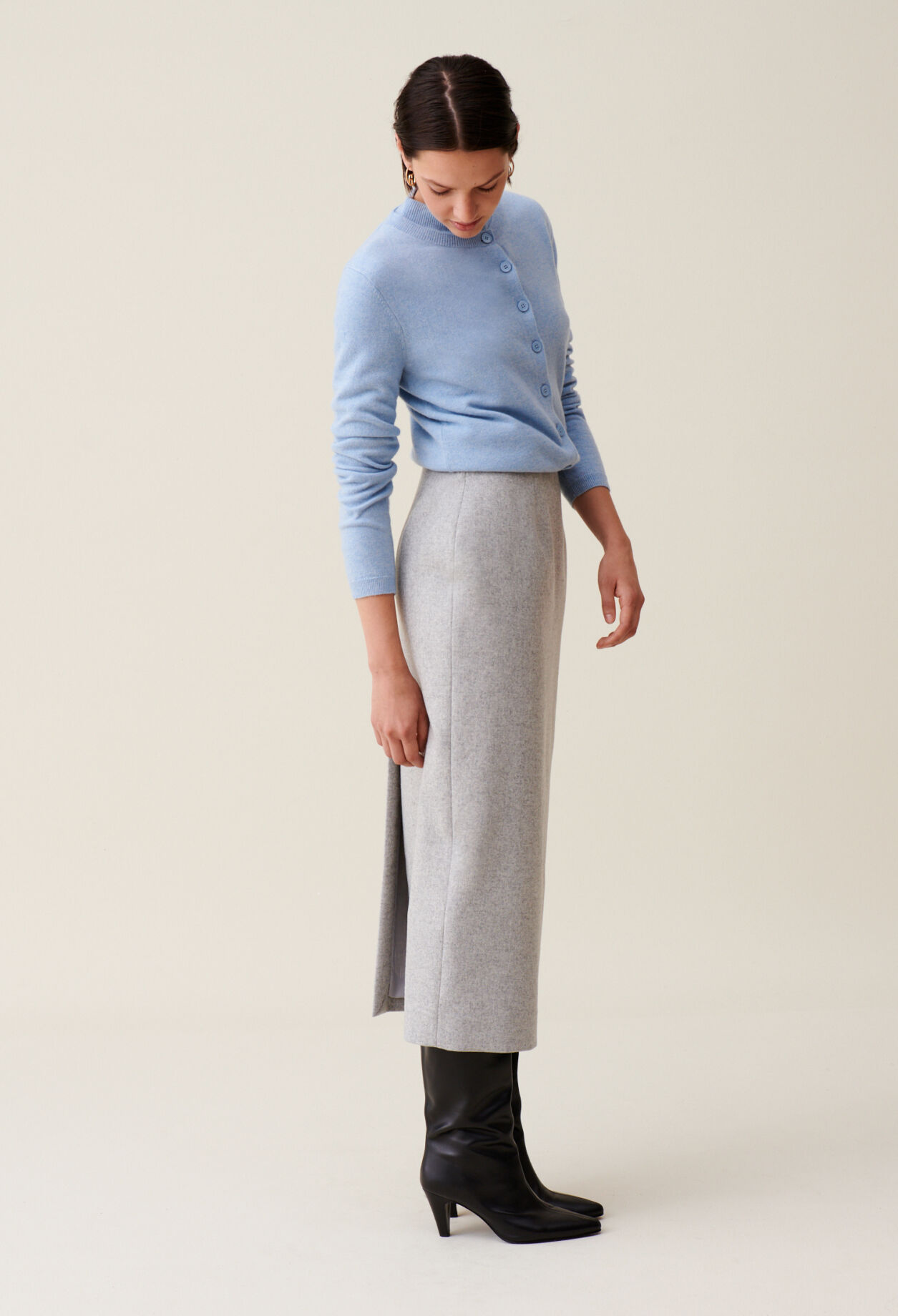 Heather grey pencil skirt new arrivals