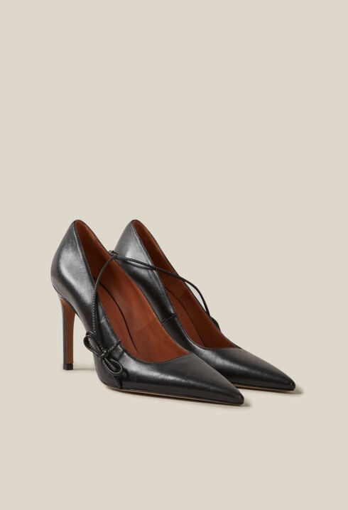 Black leather heels