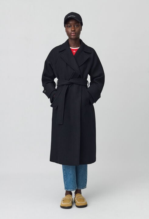 Mid-length wool blend coat