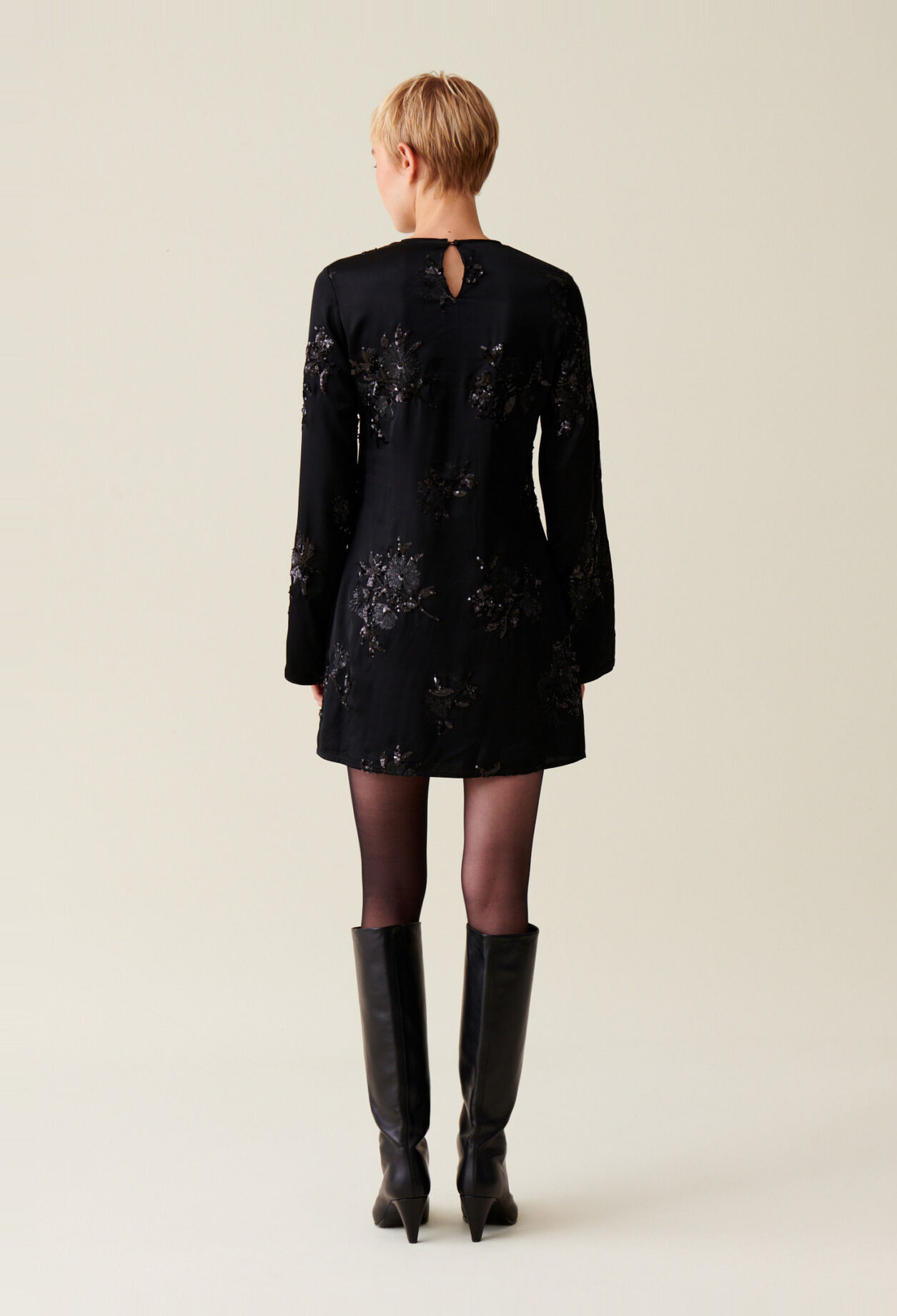 Black dress embroidered sequins