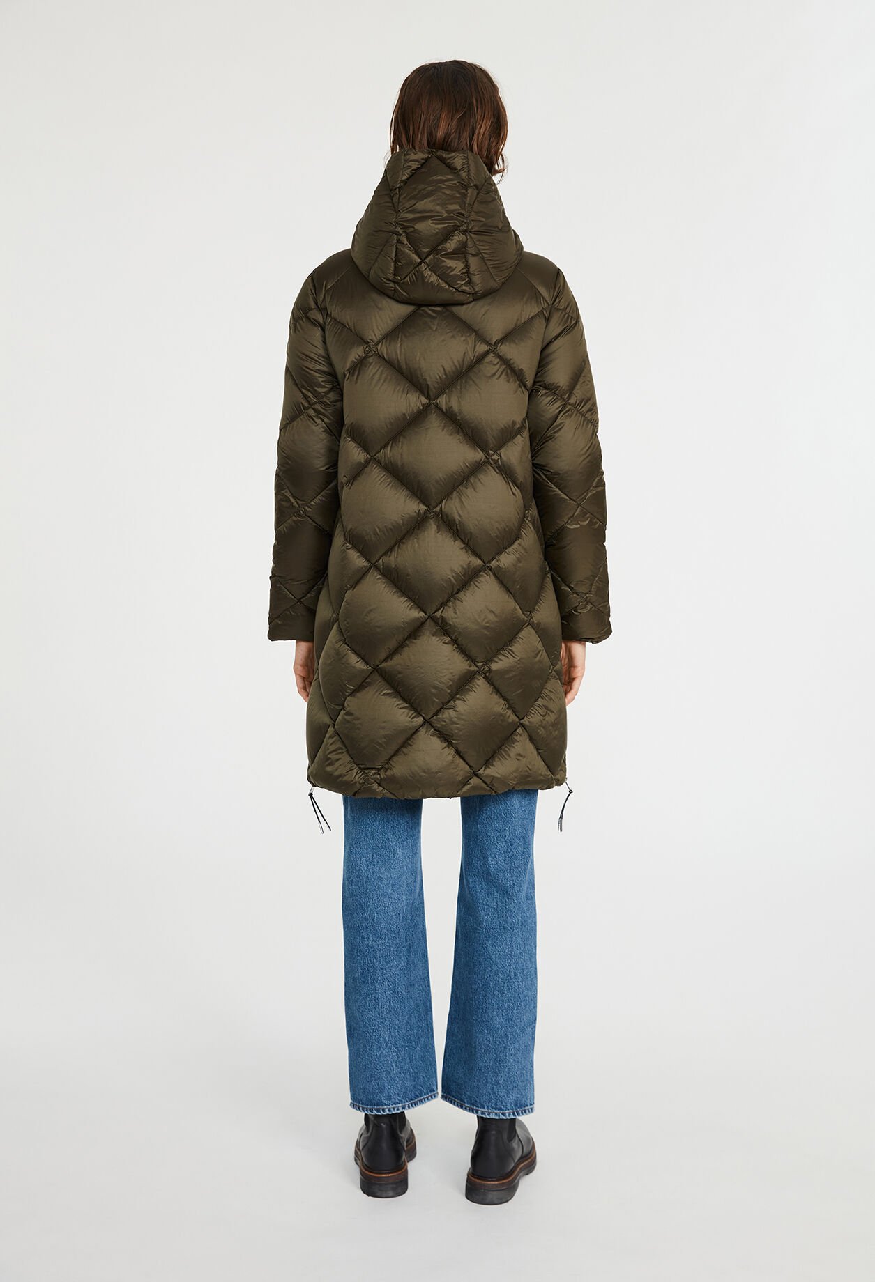 Long jacket made from recycled polyester
