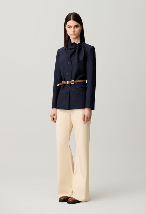 Wool jacket with removable scarf