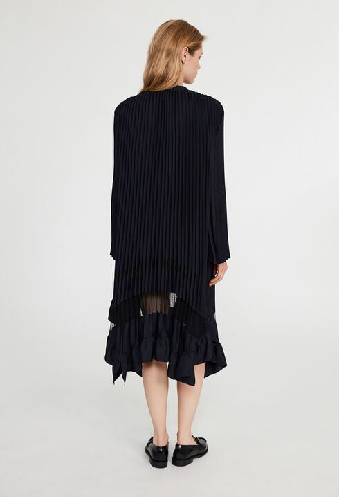 Pleated dress with frill