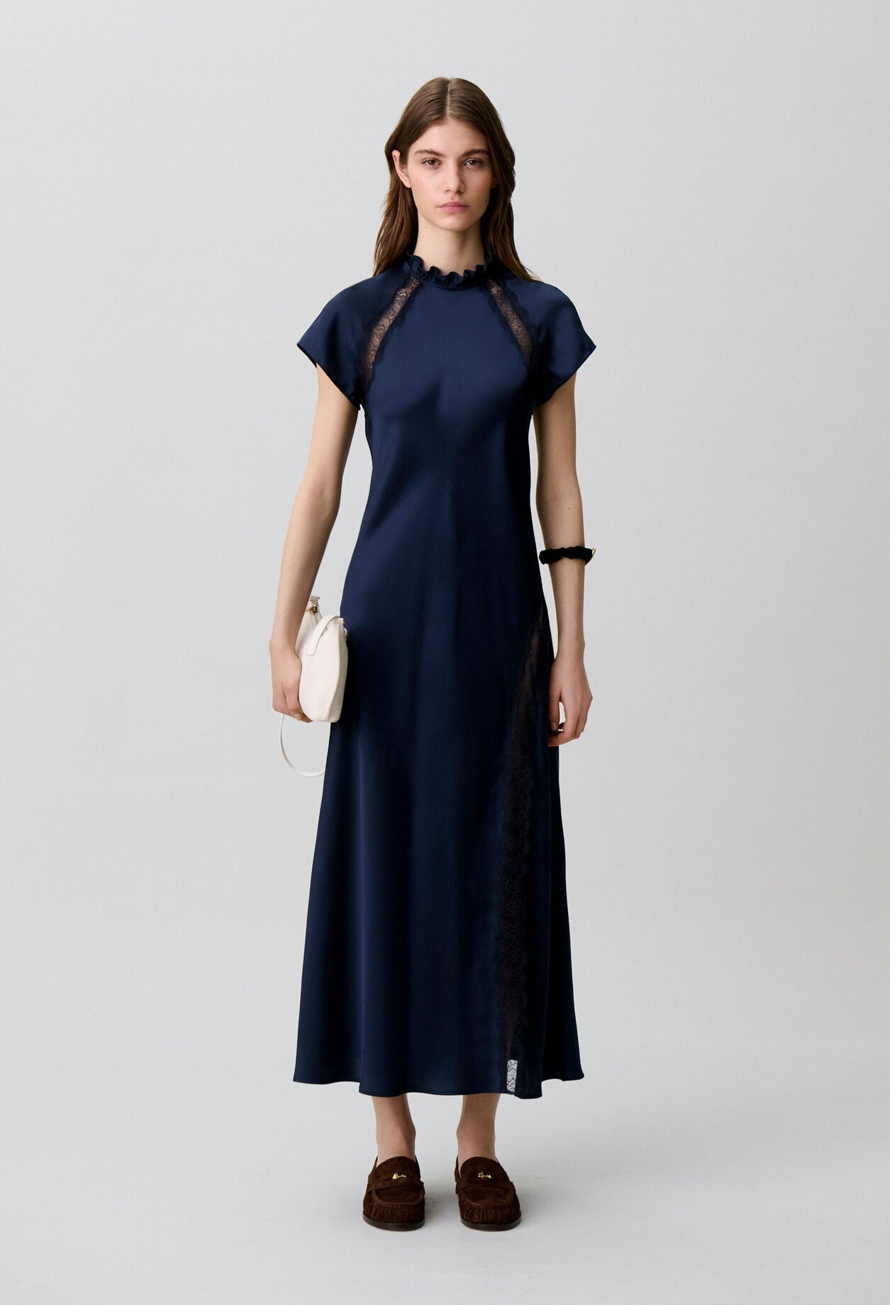 Satin Victorian collar dress