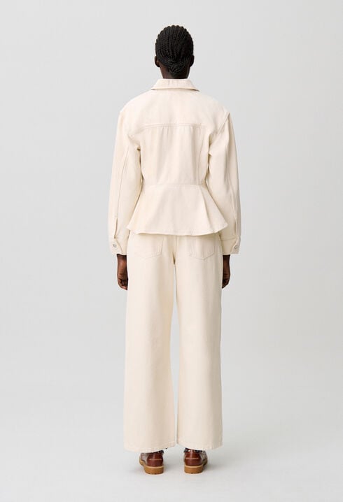 Long-sleeved ecru denim jacket