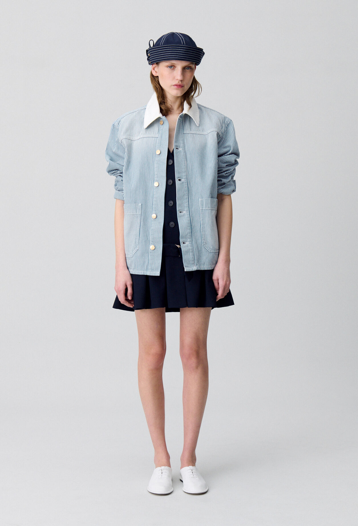 CLAUDIE PIERLOT コットン風シャツカラーコンビショート Jackie セール】 JUPE BY JACKIE リネンコットン 刺繍シャツ （シャツ