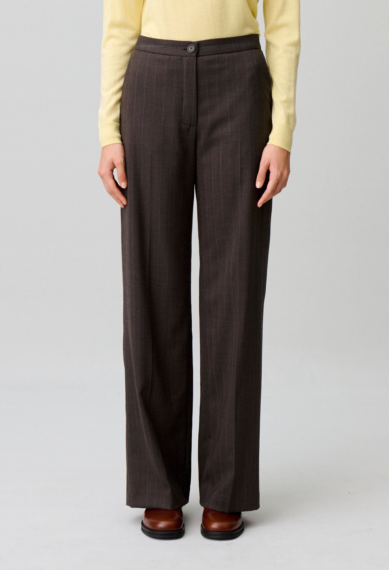 Straight striped wool trousers