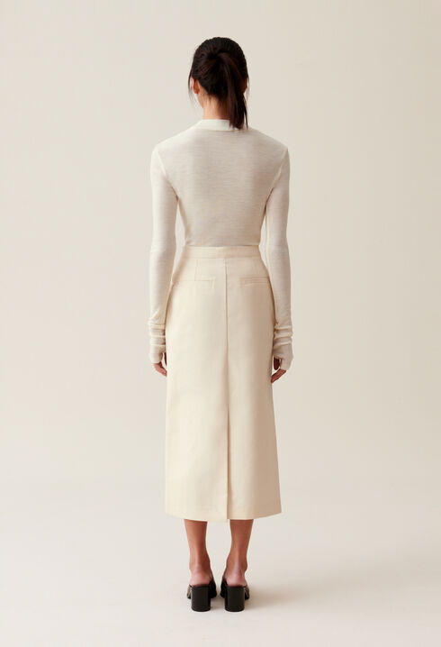 Pale beige midi skirt