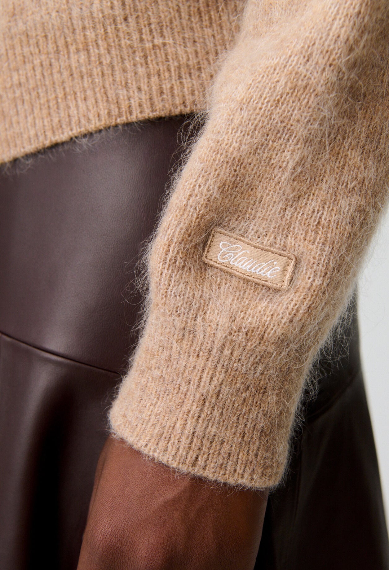 Brushed effect knit cardigan