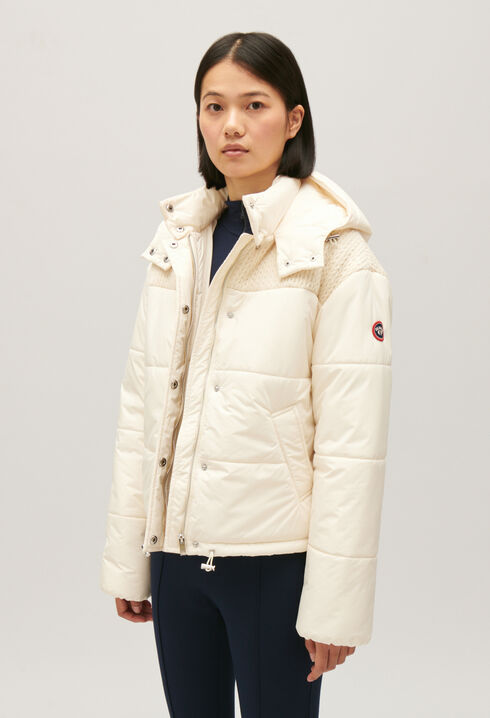 Ecru two-tone puffer jacket