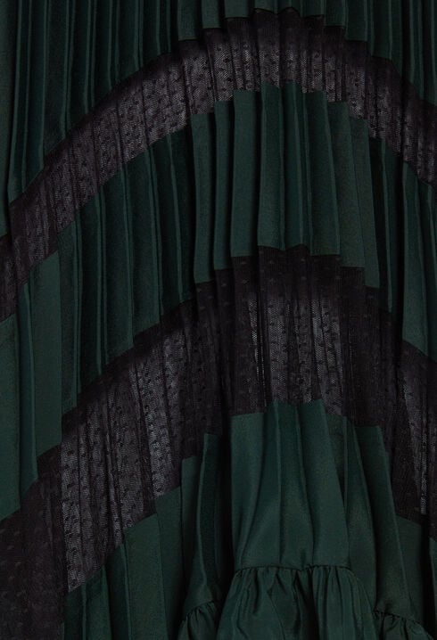 Pleated, ruffled mid-length skirt