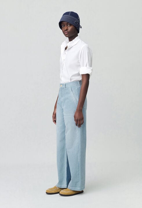 Wide-leg Faded Jeans