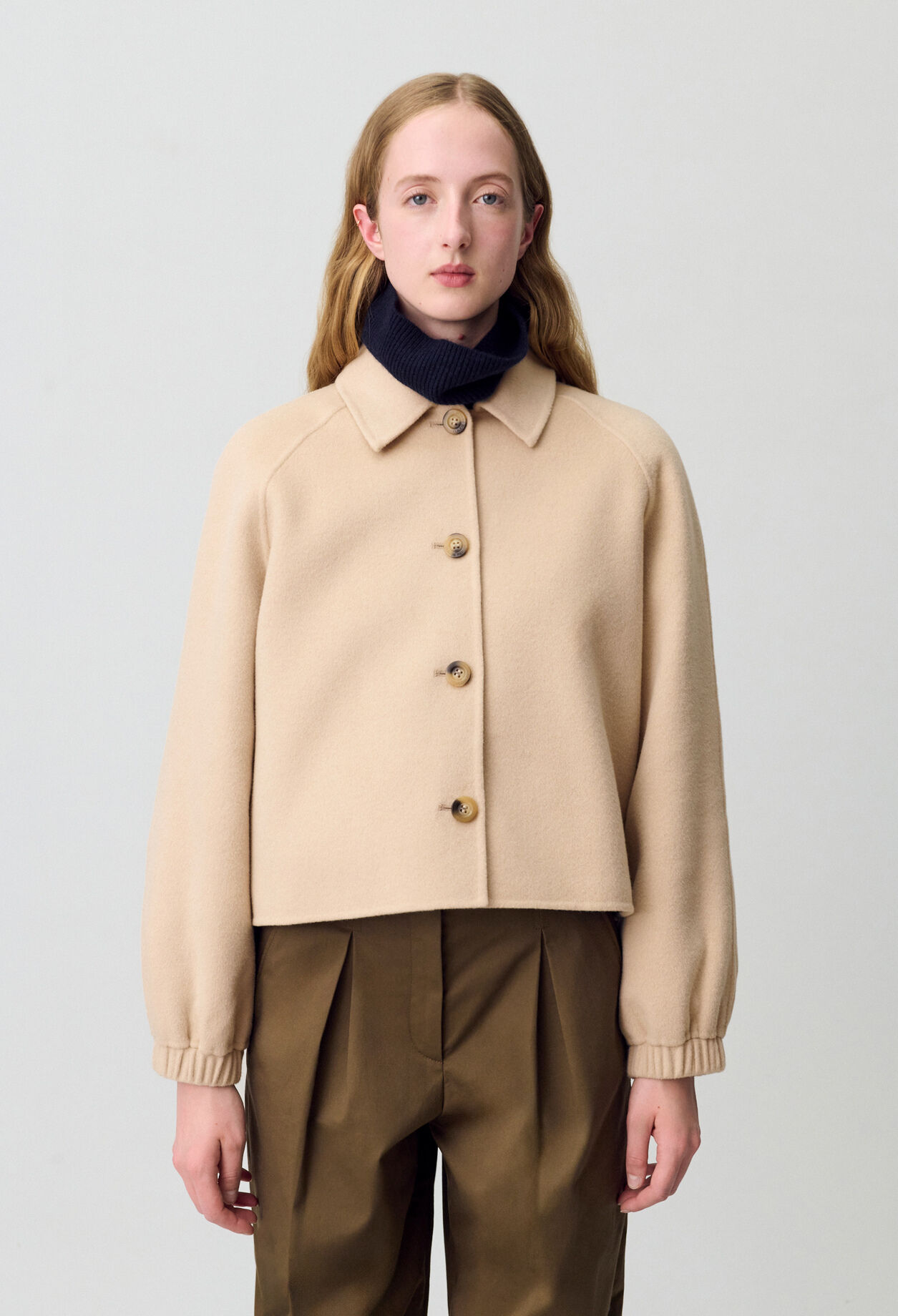 CLAUDIE PIERLOT コットン風シャツカラーコンビショート Jackie Short Shirt Collar Jacket for women | Claudie Pierlot