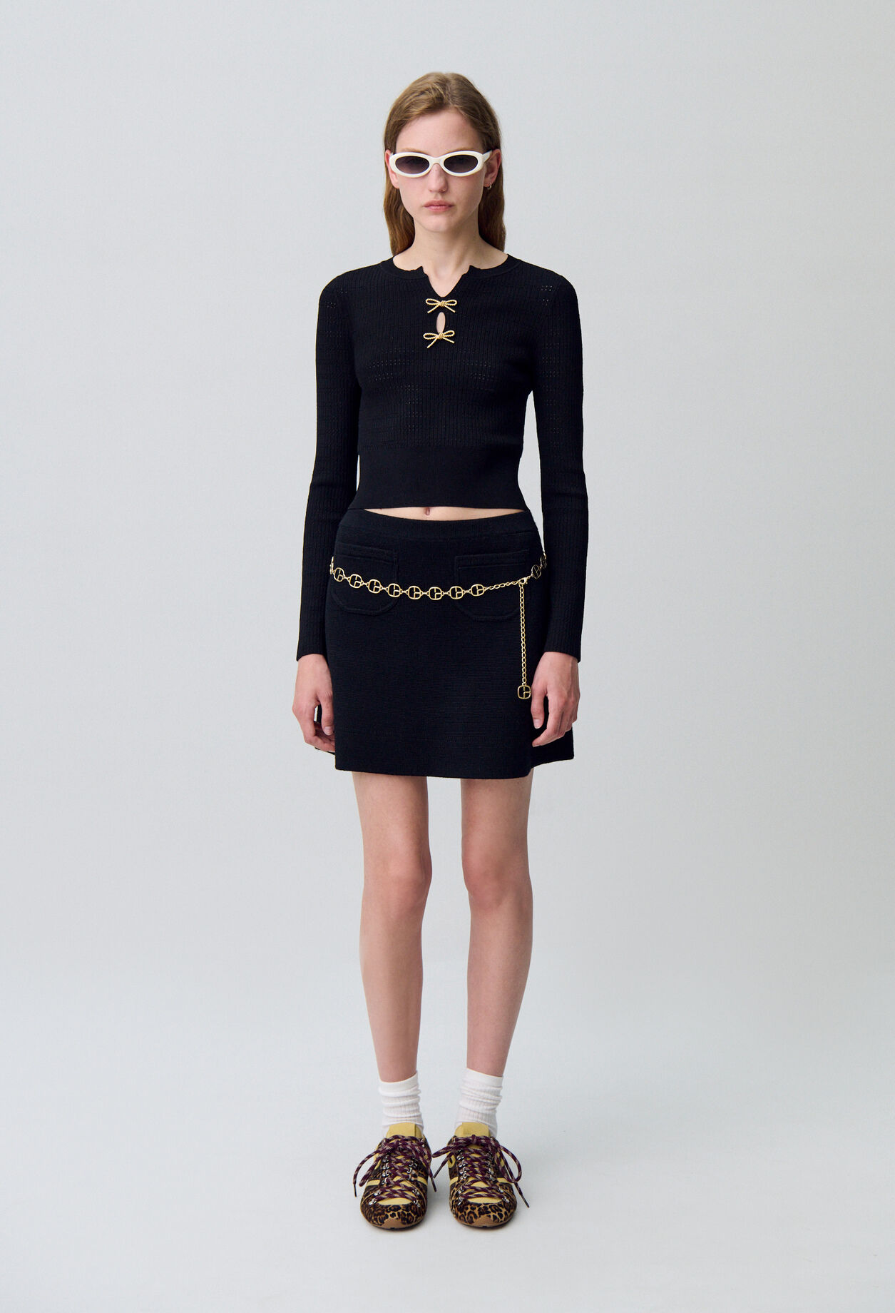 Fine knit bow jumper