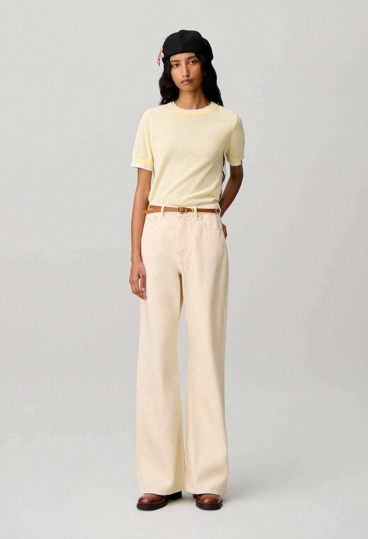 High-waisted flared denim jeans