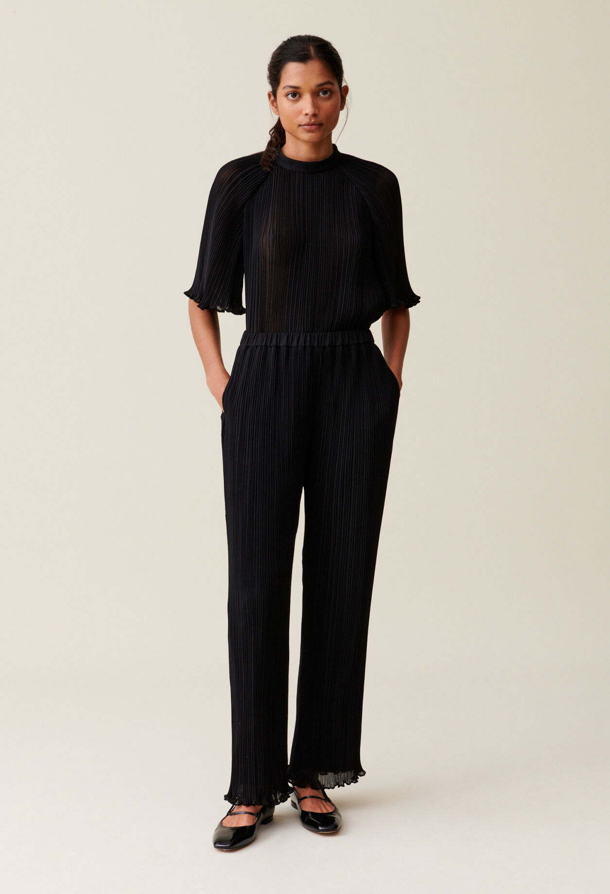 Pleated Flowy Ruffle Trousers for women | Claudie Pierlot