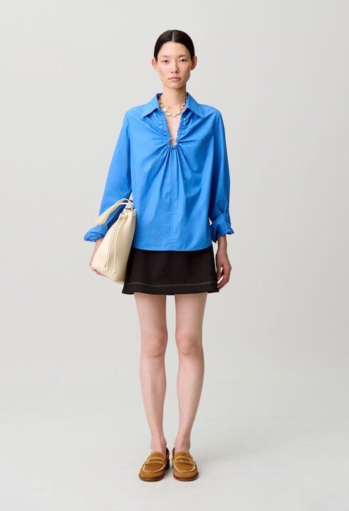 Wide V-neck blouse