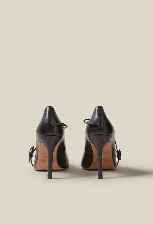 Black leather heels