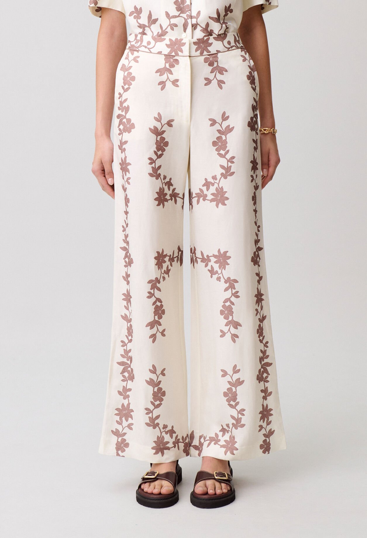 Floral wide-leg trousers